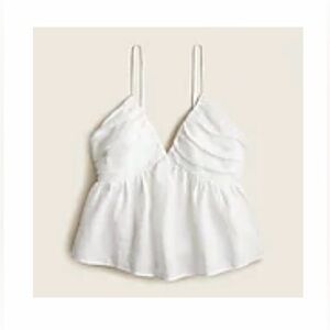 J. Crew White V-neck Gathered Linen Camisole Size XL